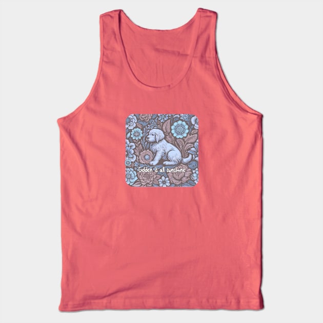 Golden Retriever floral Tank Top by Ken Savana